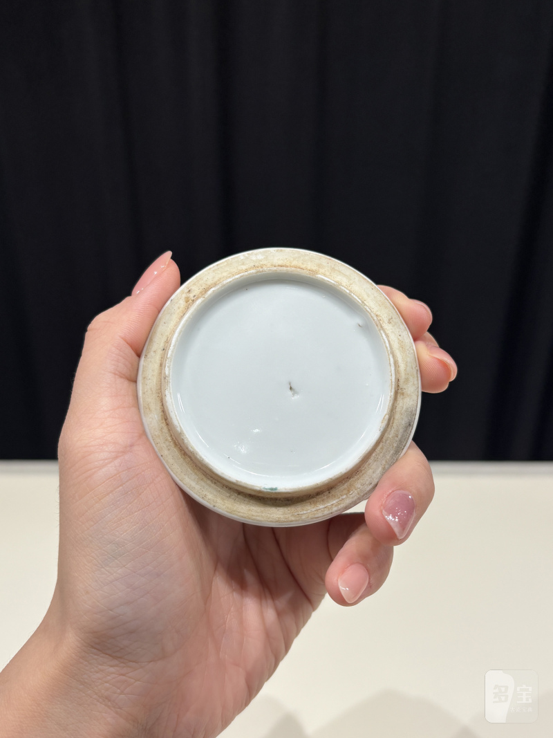 清光绪 程门款青花矾红雪景山水图小印泥盒 - 图6